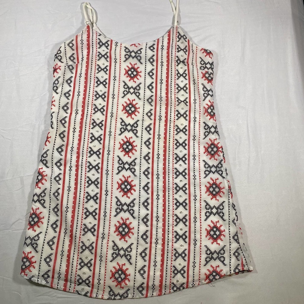 Sam Edelman*Womens Medium Slip Dress*Cross Stitch Design*Embellished*Light